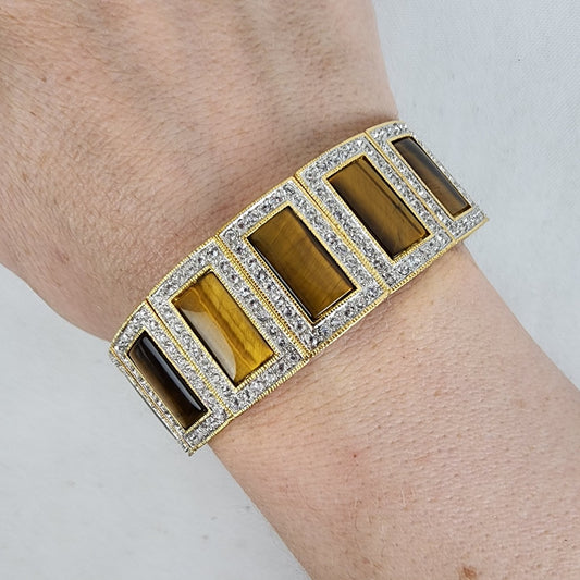 Butler Gold Tone Crystal Pave & Brown Stone Bracelet