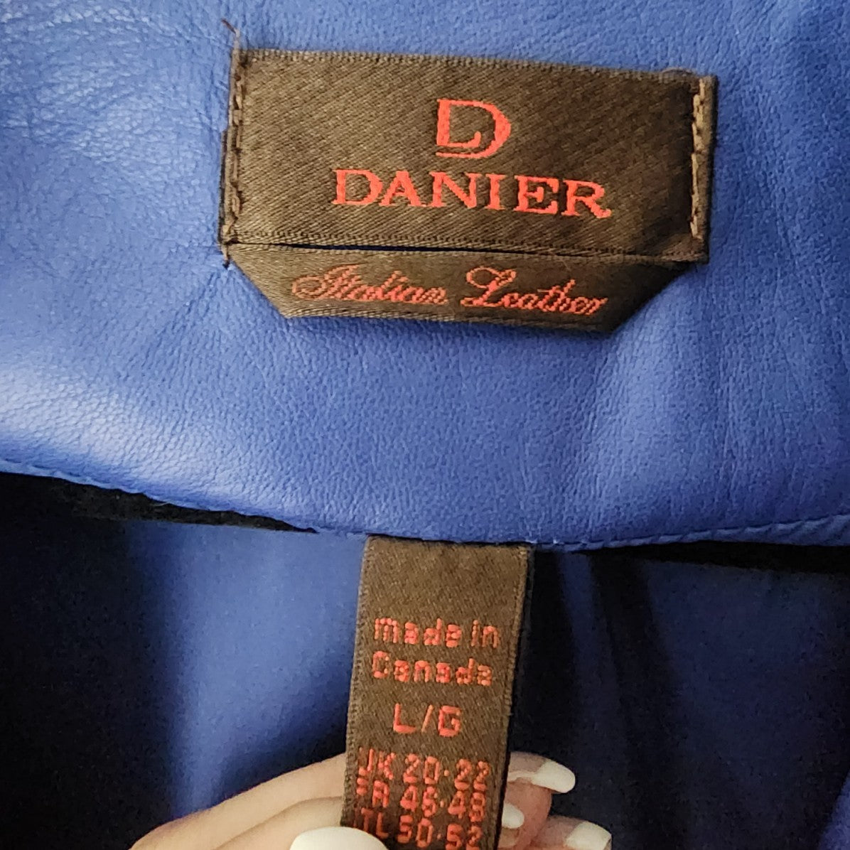 Danier Blue Leather Blazer Jacket Size L