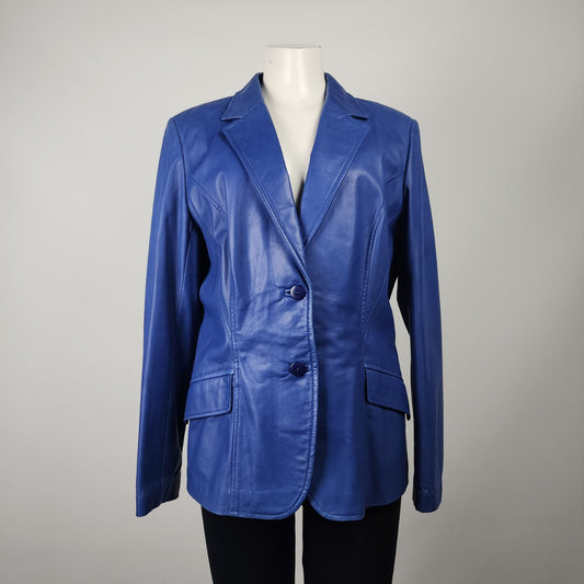 Danier Blue Leather Blazer Jacket Size L