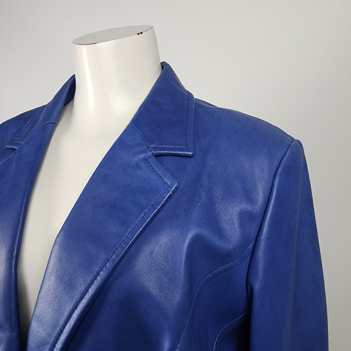 Danier Blue Leather Blazer Jacket Size L