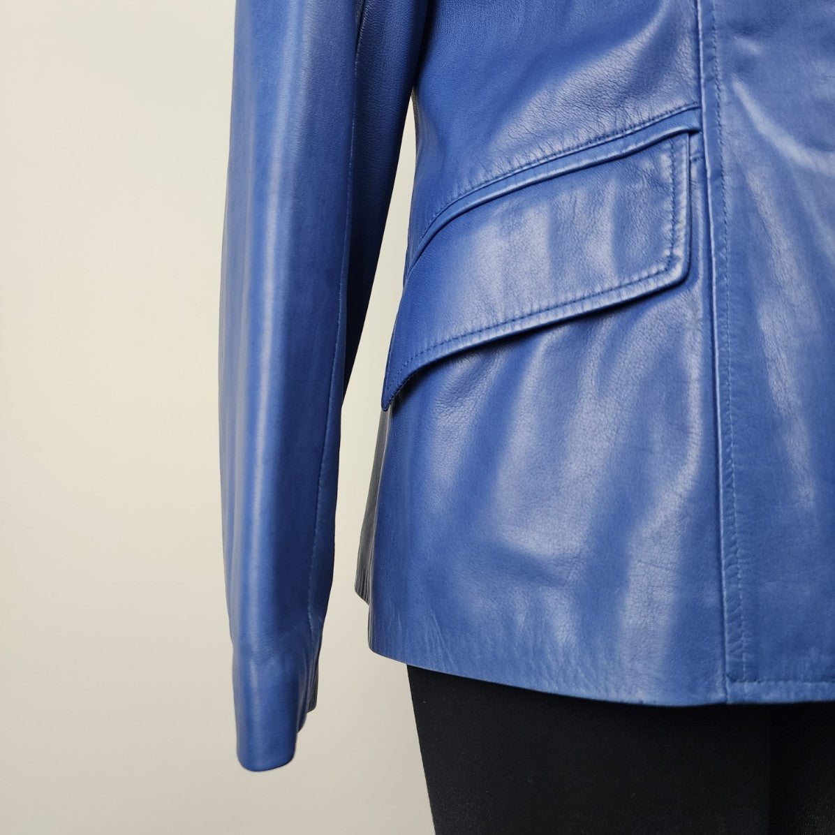 Danier Blue Leather Blazer Jacket Size L