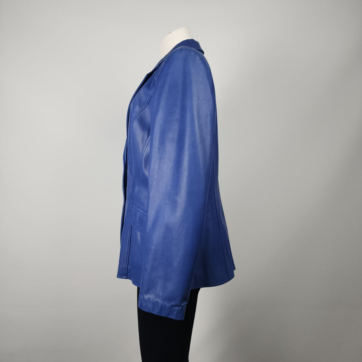 Danier Blue Leather Blazer Jacket Size L