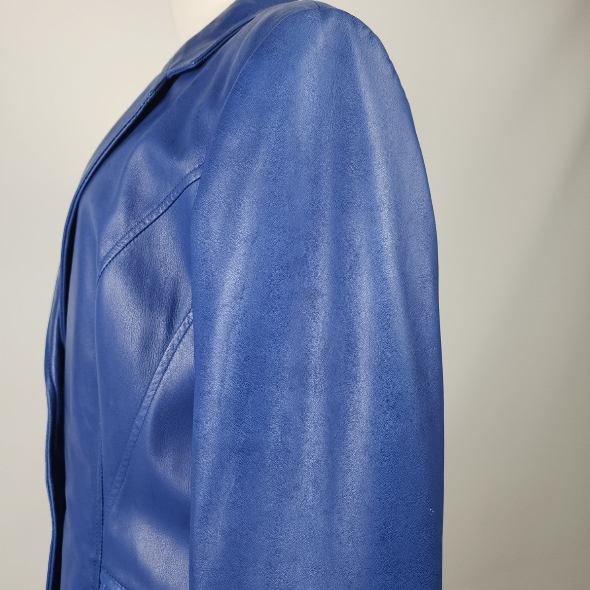 Danier Blue Leather Blazer Jacket Size L