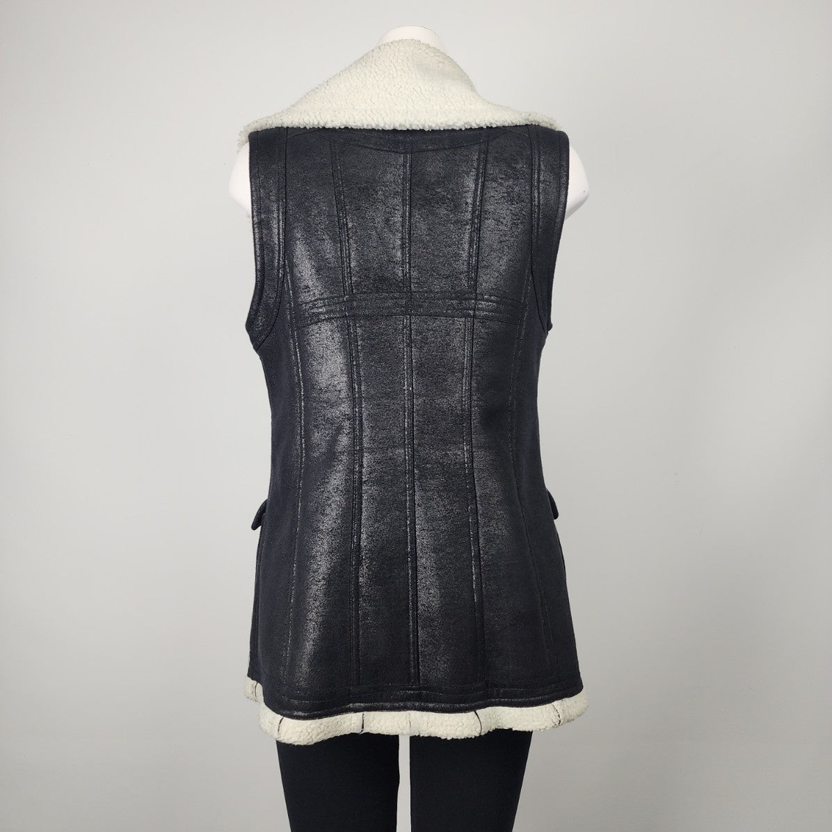 TOV Grey Shearling Zip Up Vest Size 12