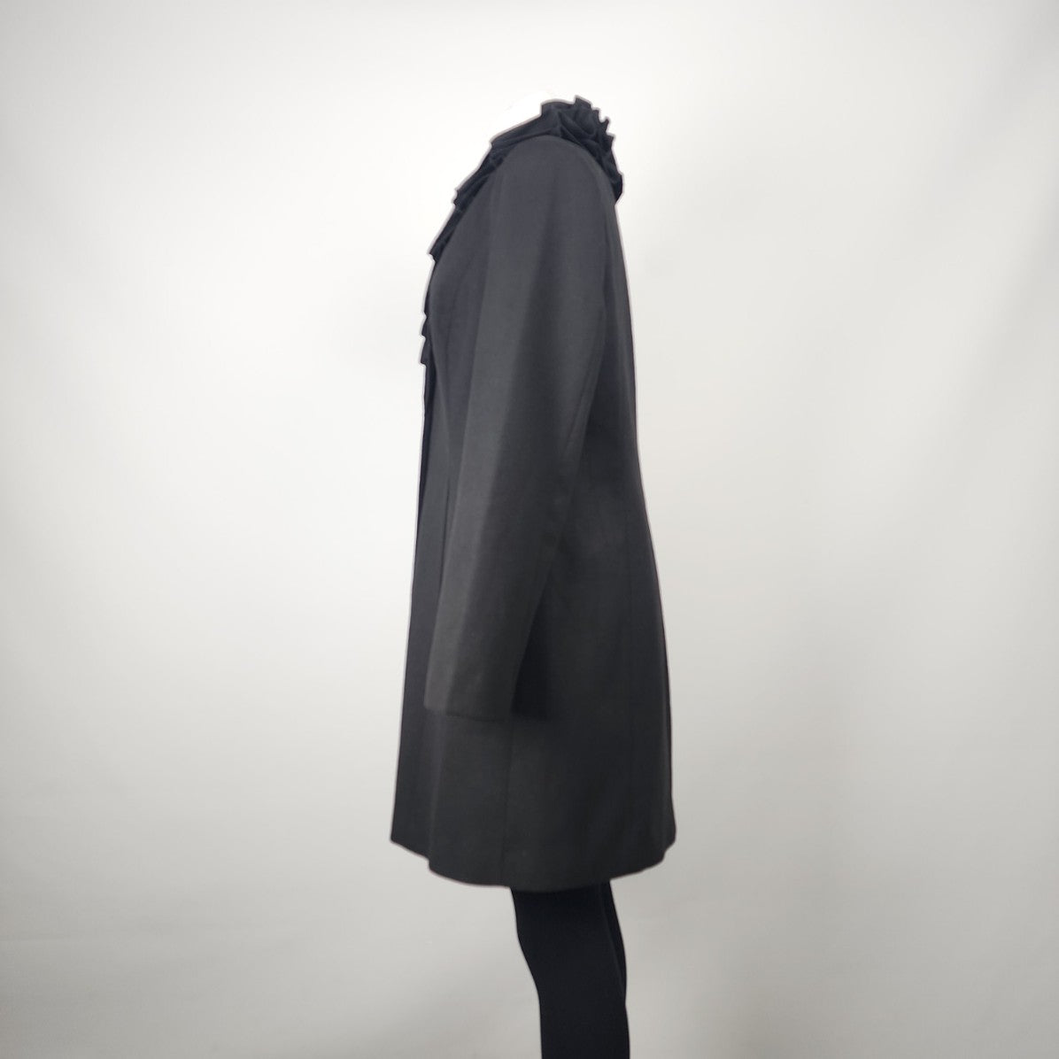 Ricki's Black Ruffle Collar Pea Coat Size M