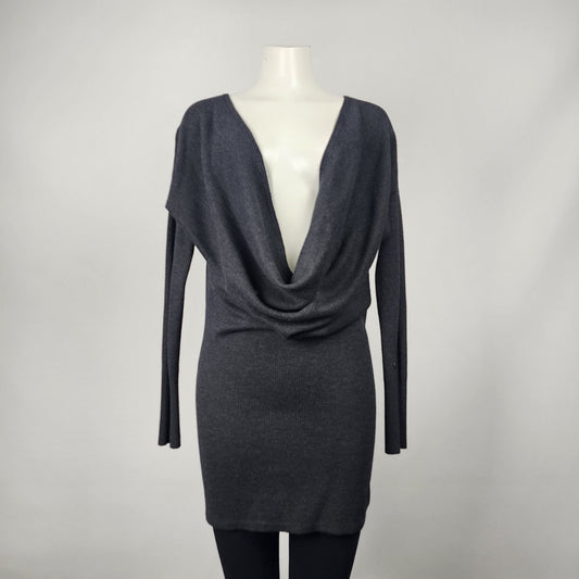 Lululemon Grey Knit Cowl Neck Sweater Dress Tunic Top Size M