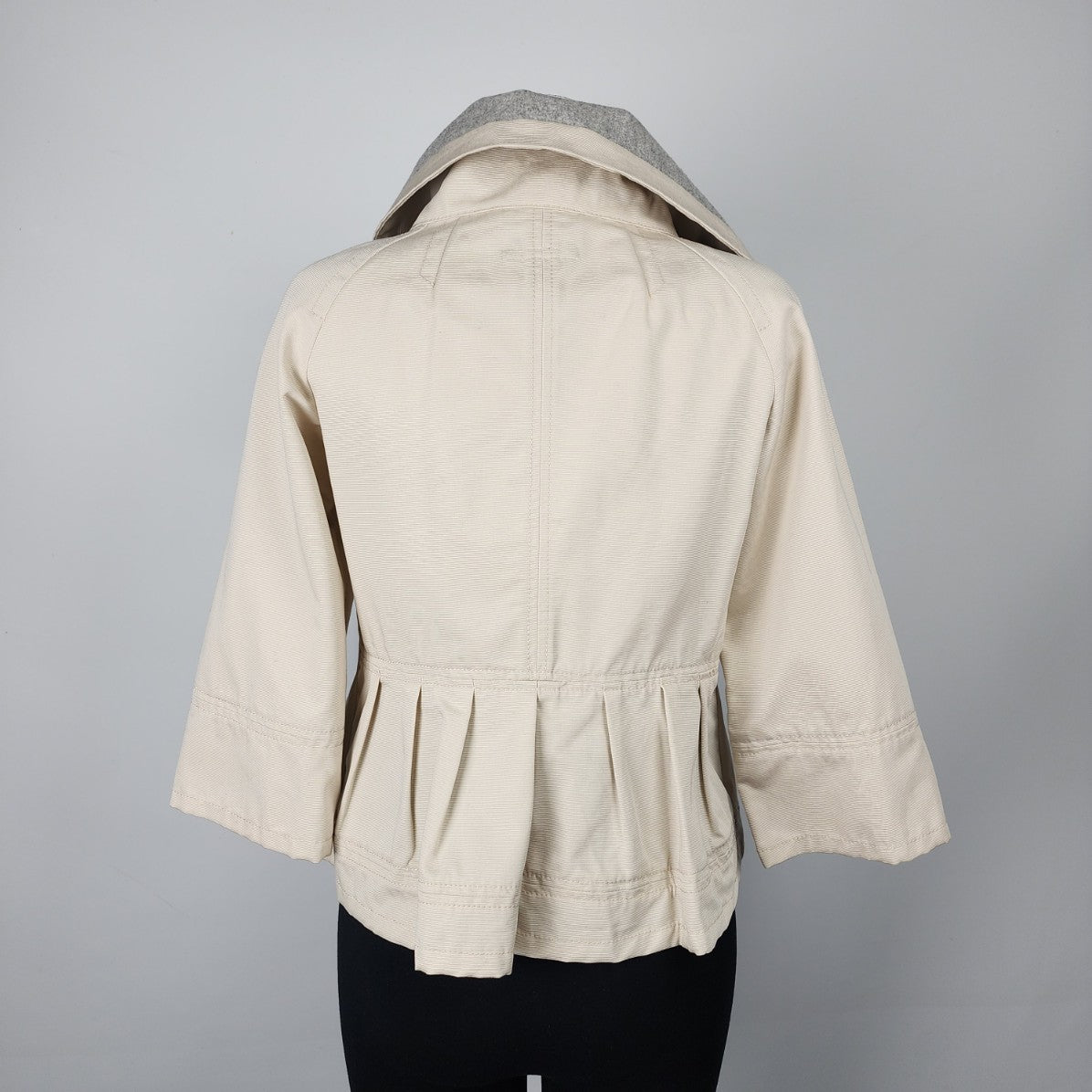 Gap Cream Cotton 3/4 Sleeve Zip Up Jacket Size M