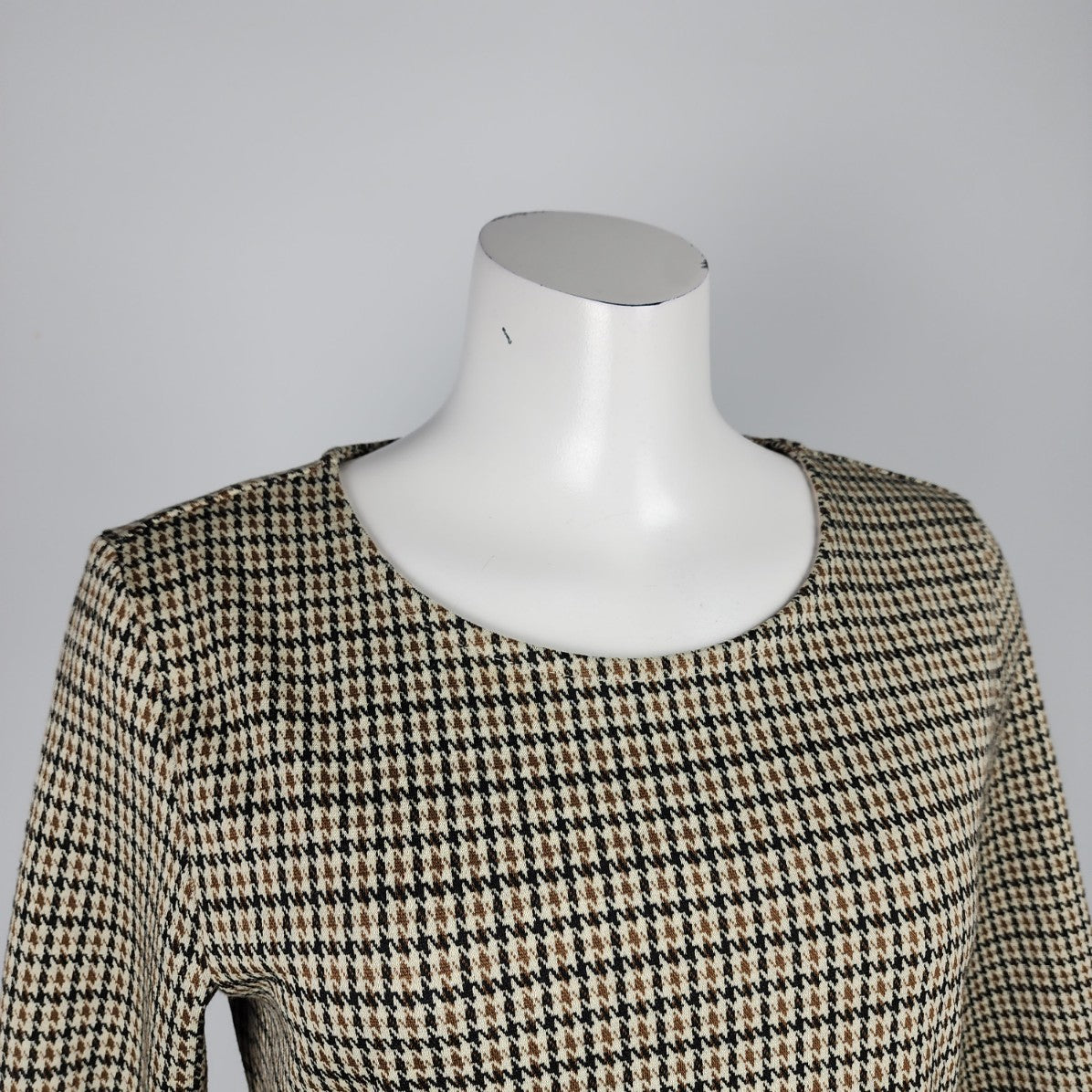 Only Brown Houndstooth Shirt Dress Size M