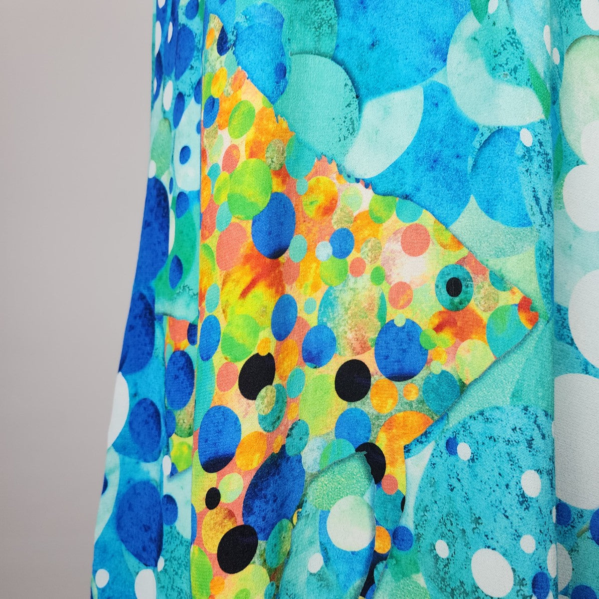 Dolcezza Simply Art Blue Big Angel Fish Mosaic Print Midi Dress Size L