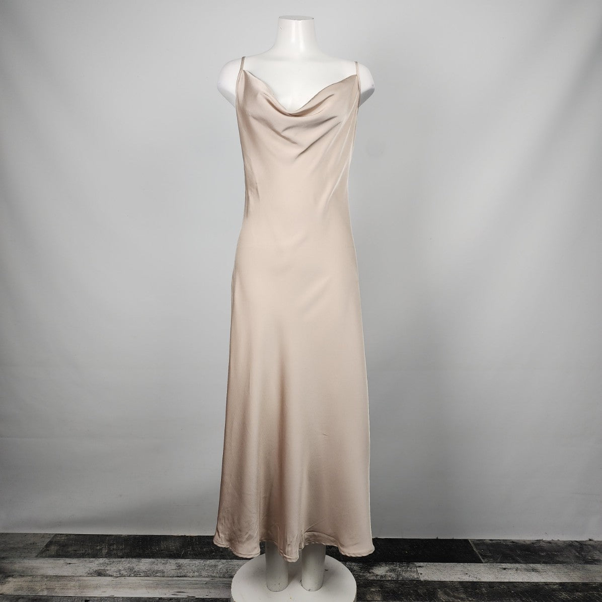 Nude Silky Cowl Neck Slip Dress Size M