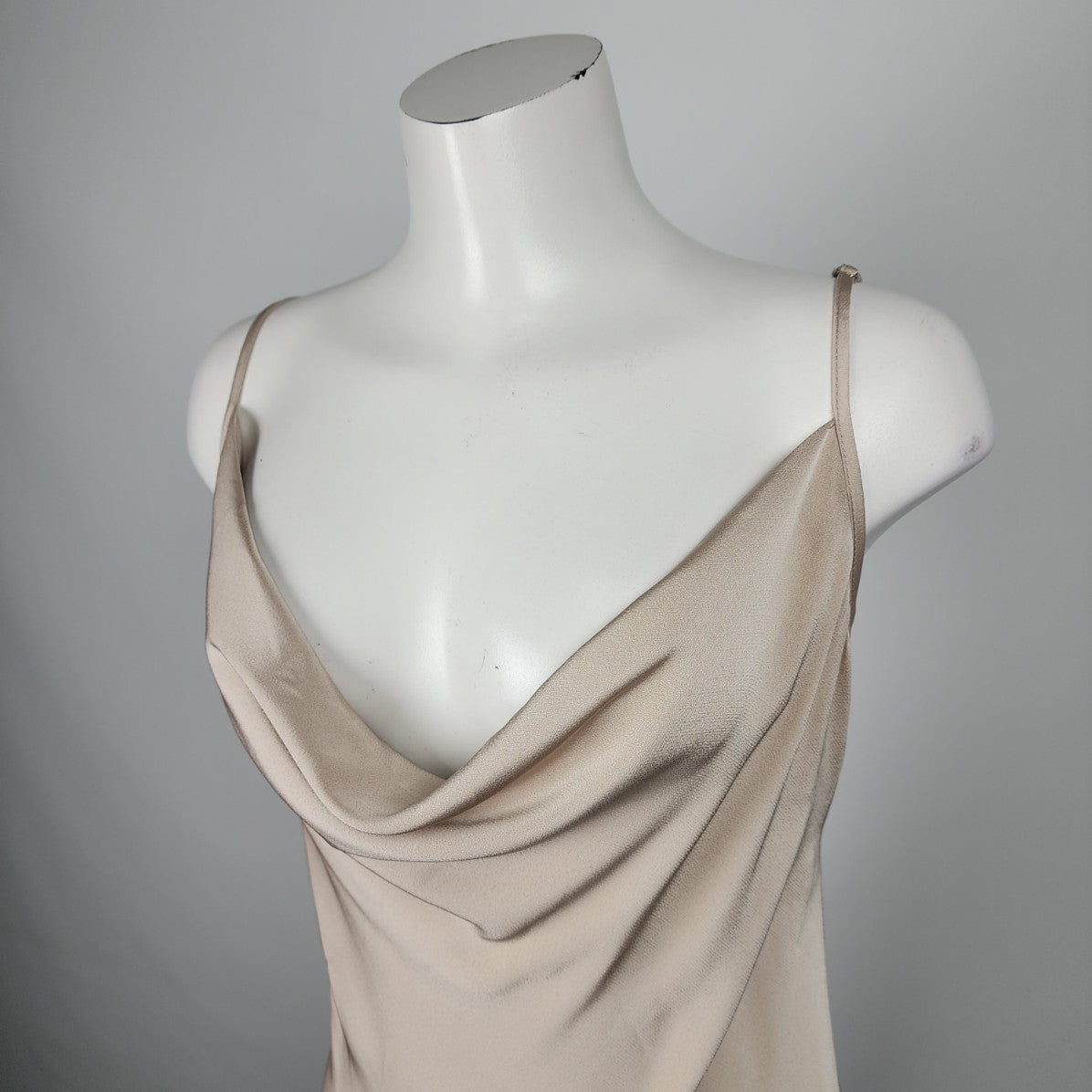 Nude Silky Cowl Neck Slip Dress Size M