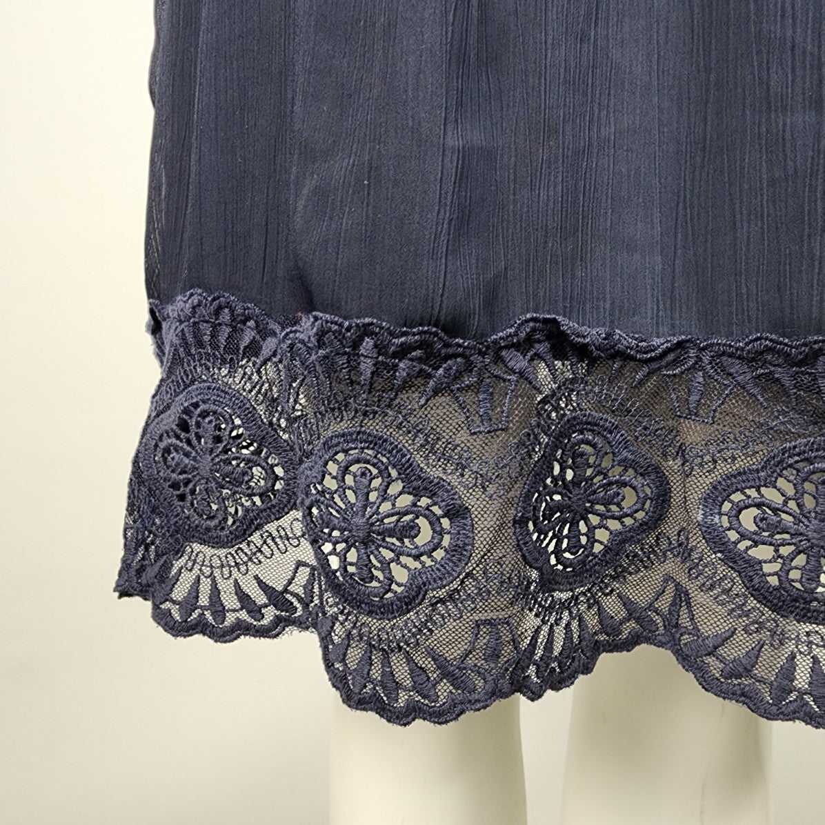 Gallery Navy Blue Lace Trimmed Midi Dress Size 16