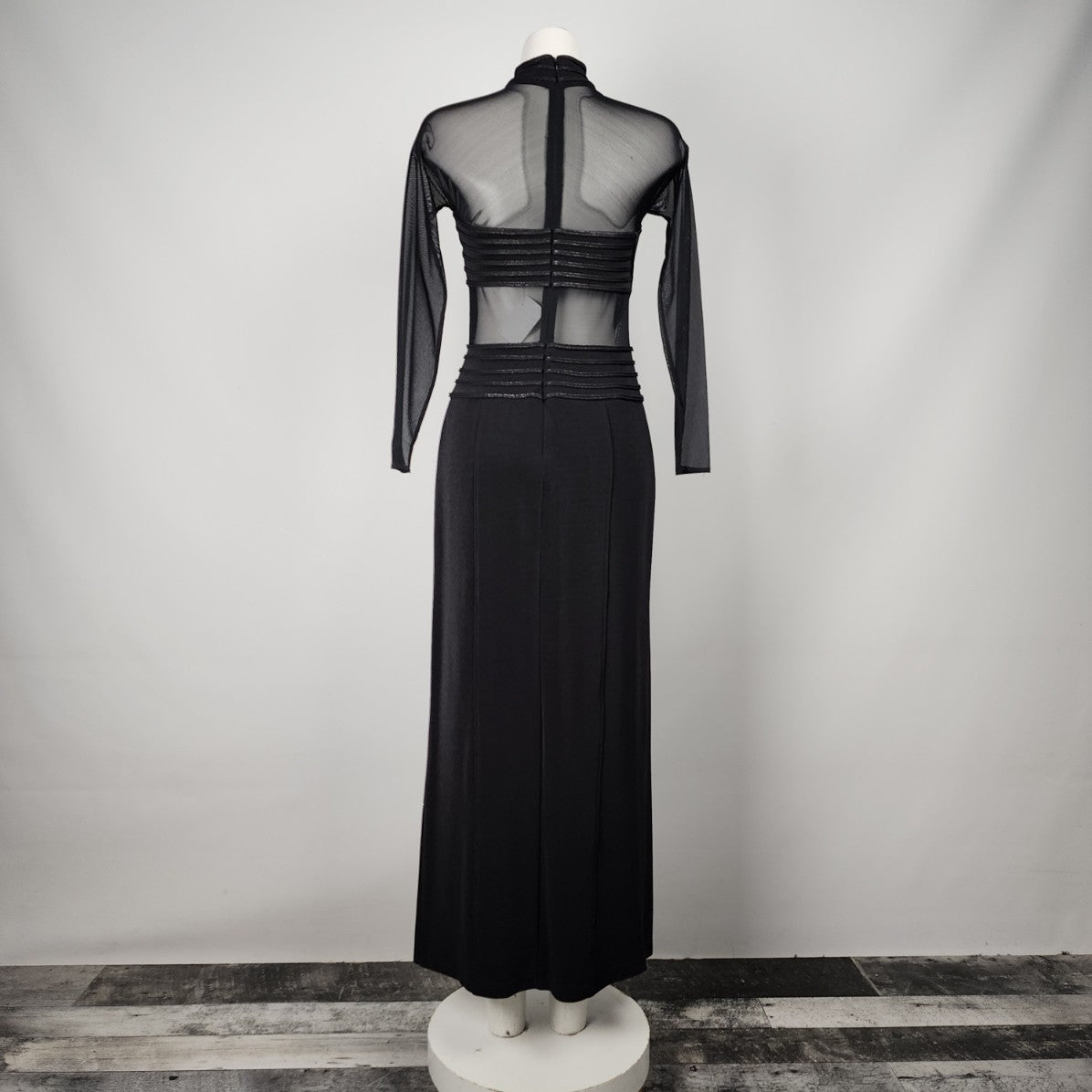 Vintage Cartise Black Mesh Event Dress Gown Size 10