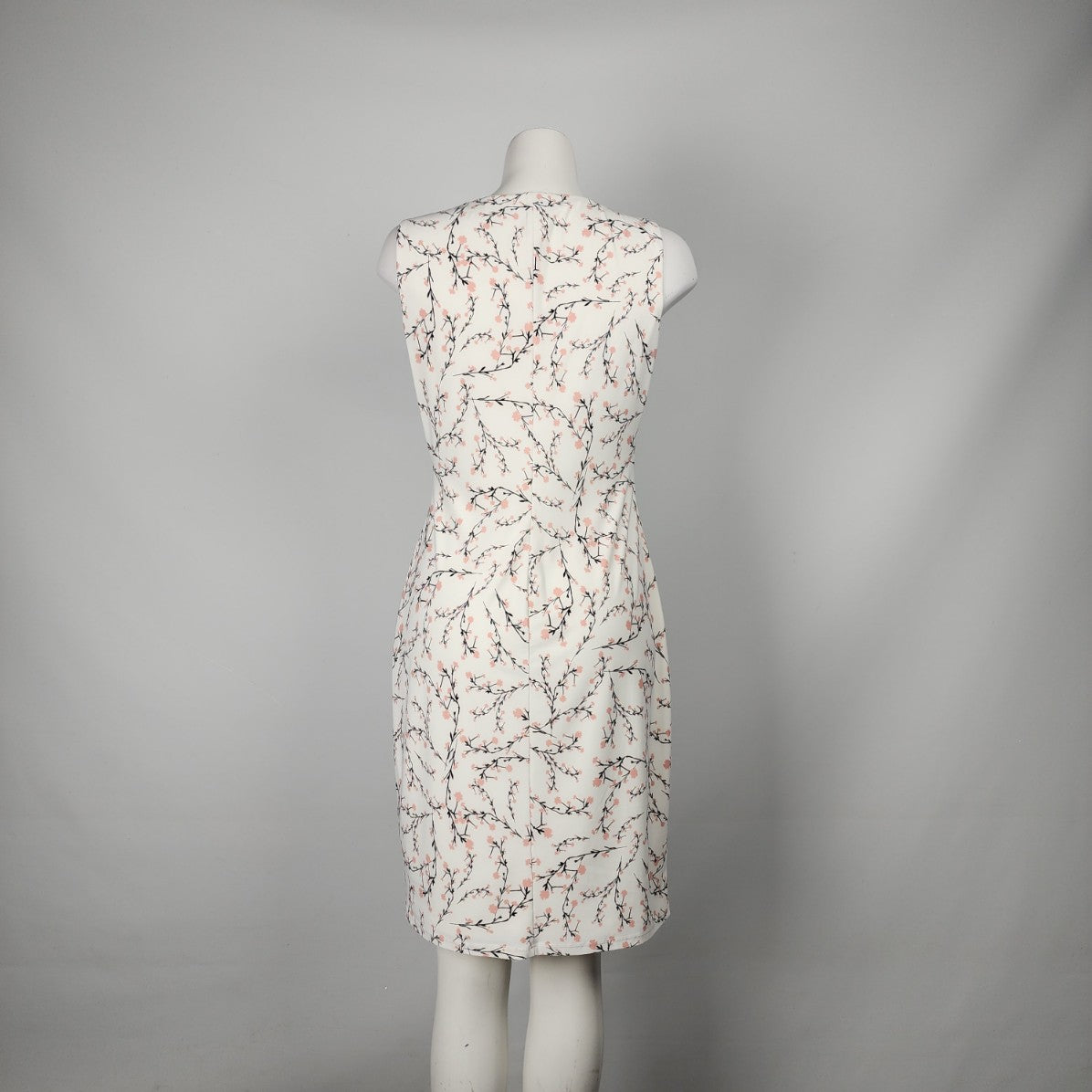 Chaps White & Pink Delicate Floral Ruffle Sheath Dress Size M