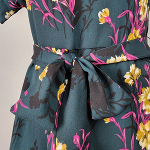 Dex Green Dark Florals Fit & Flare Dress Size XS