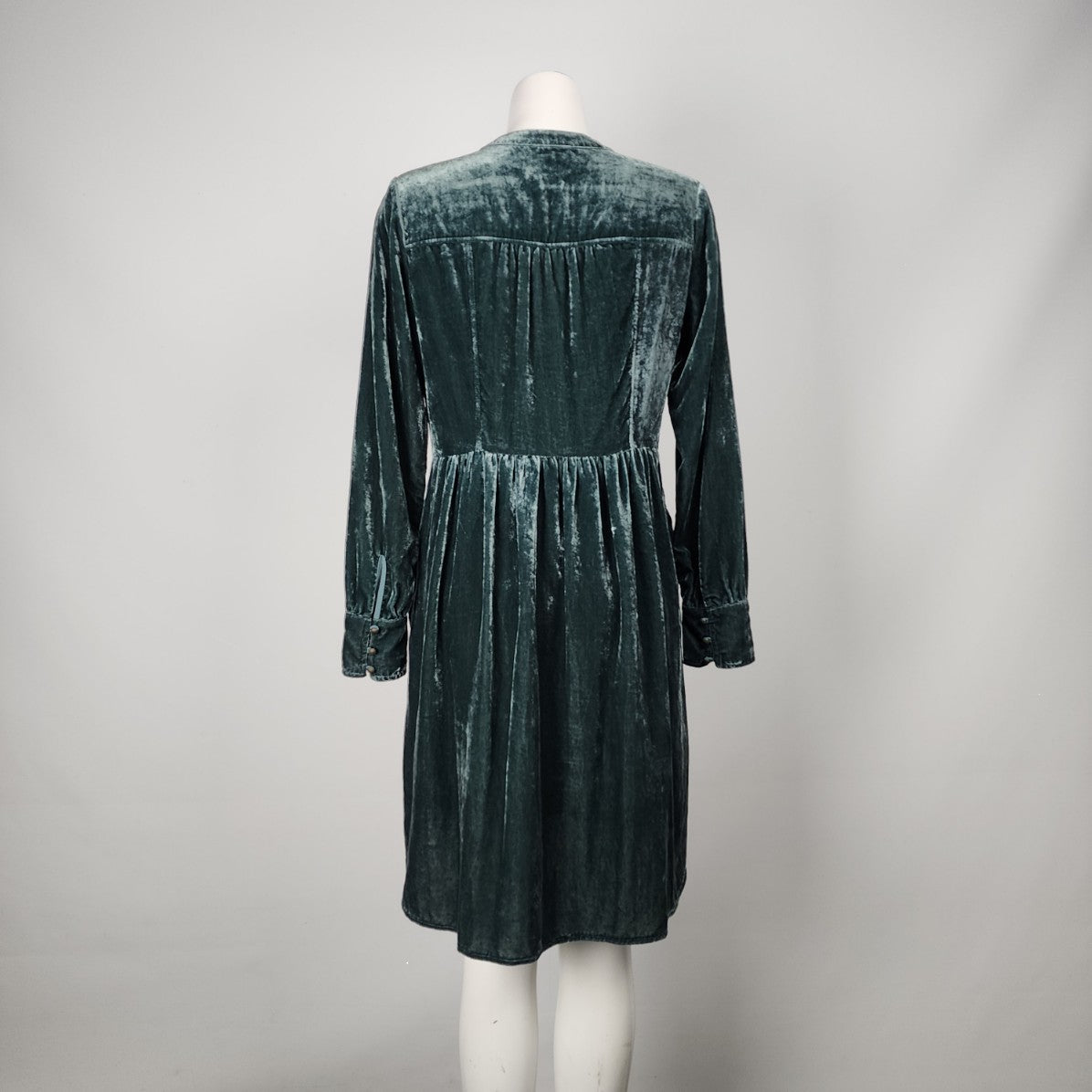 Holding Horses Anthropologie Green Velvet Shirt Dress Size S