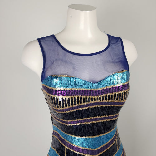 As U Wish Blue & Purple Sleeveless Sequined Mini Dress Size S