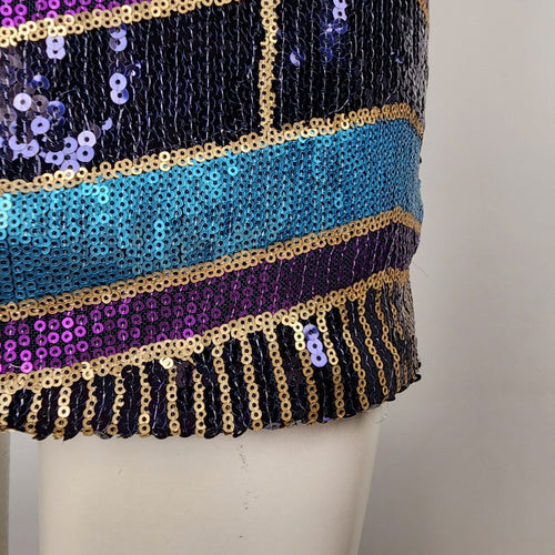 As U Wish Blue & Purple Sleeveless Sequined Mini Dress Size S