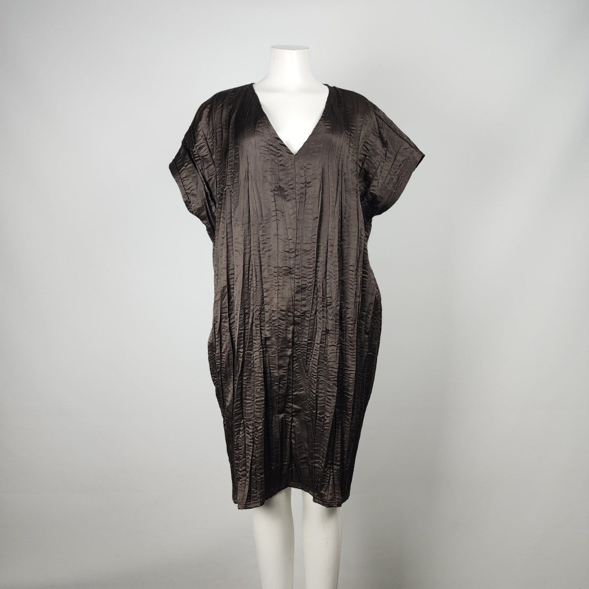 My Soul Brown V-Neck Shirt Dress Size L