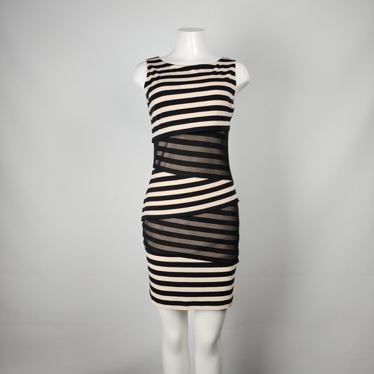 Joseph Ribkoff Beige & Black Striped Sheath Dress Size 6