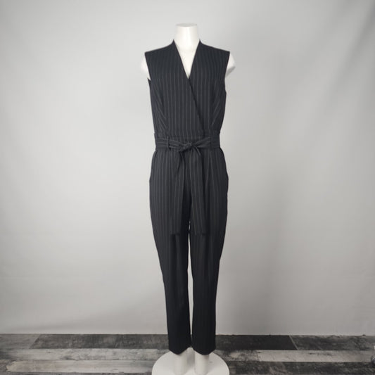 Judith & Charles Black Sleeveless Pin Stripe Jumpsuit Size 6