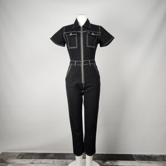 Nasty Gal Black Denim Jumpsuit Size 4