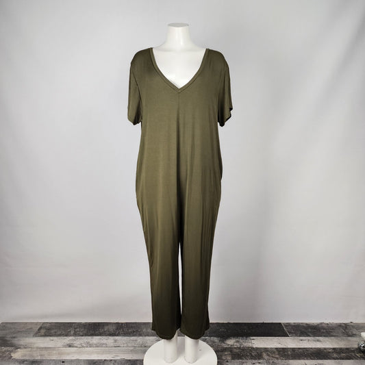 Jackson Rowe Green Jersy Onesie Cropped Jumpsuit Size L