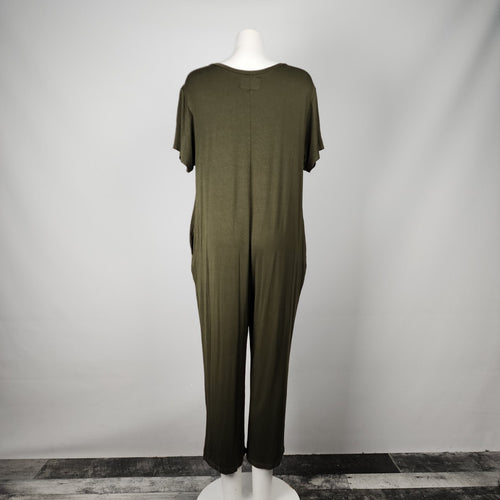 Jackson Rowe Green Jersey Onesie Cropped Jumpsuit Size L