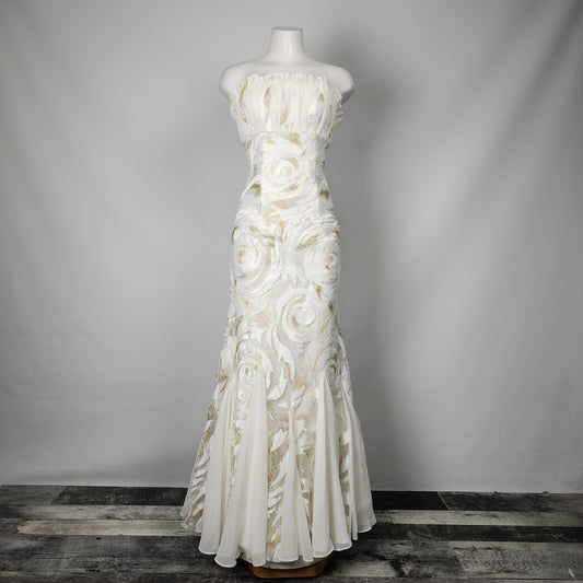 Light In The Box White & Gold Grad Event Gown Size S/M