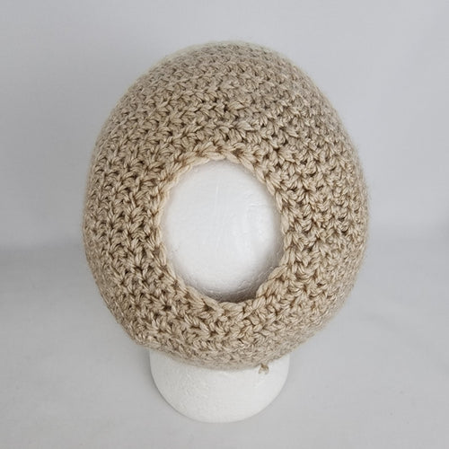 Handmade Cream Knit Pony Tail Toque