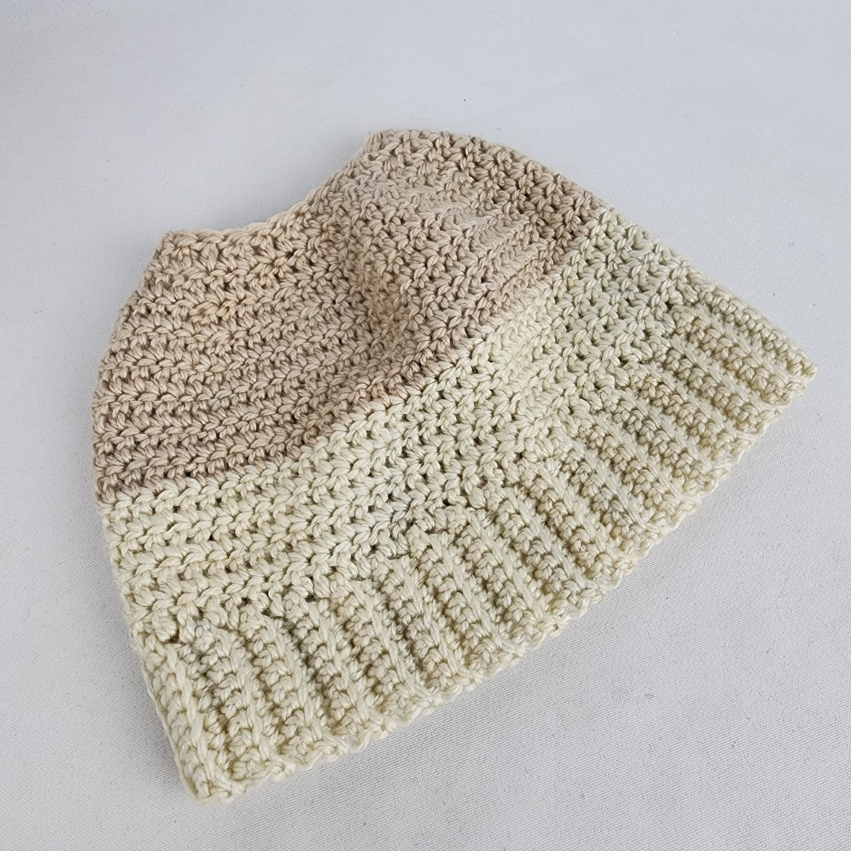 Handmade Cream Knit Pony Tail Toque