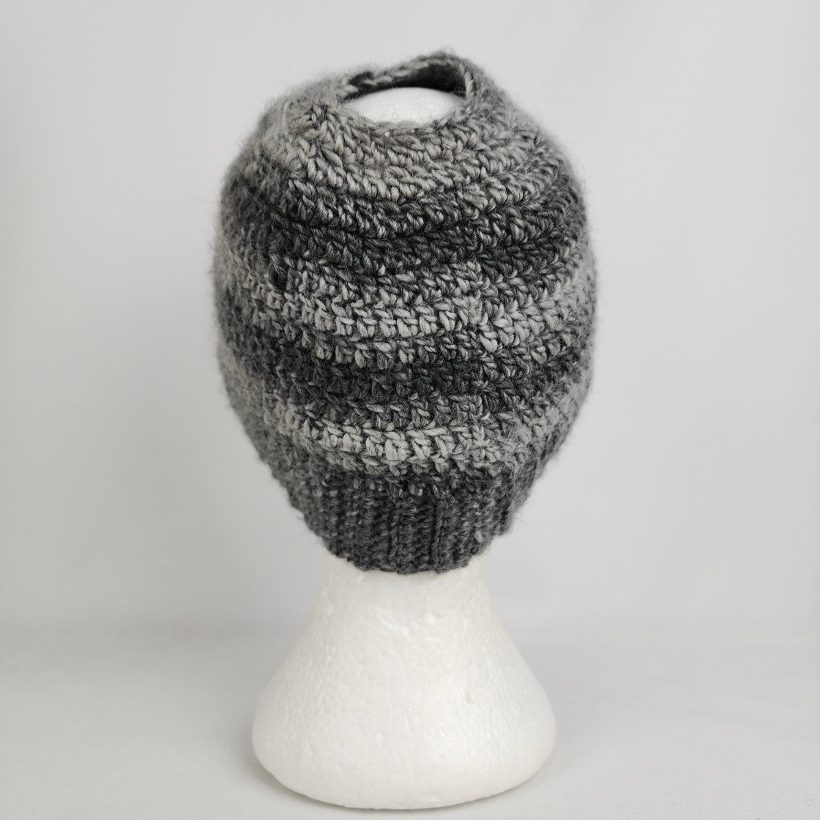 Handmade Grey Knit Pony Tail Toque