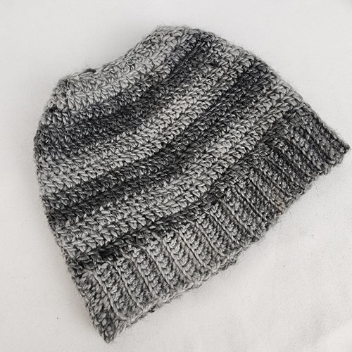 Handmade Grey Knit Pony Tail Toque