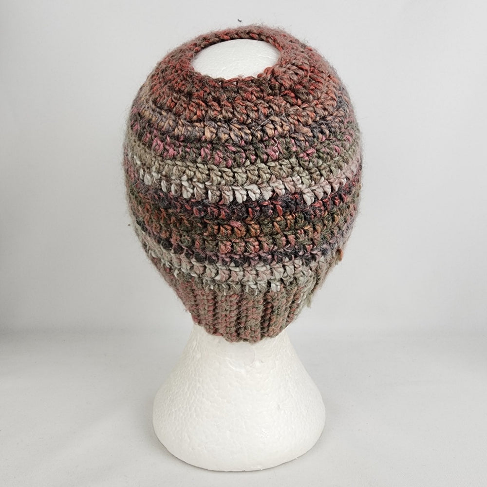 Handmade Pink Knit Pony Tail Toque