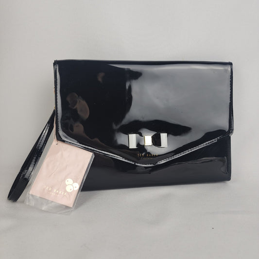 Ted Baker Black Patent Envelope Clutch Purse