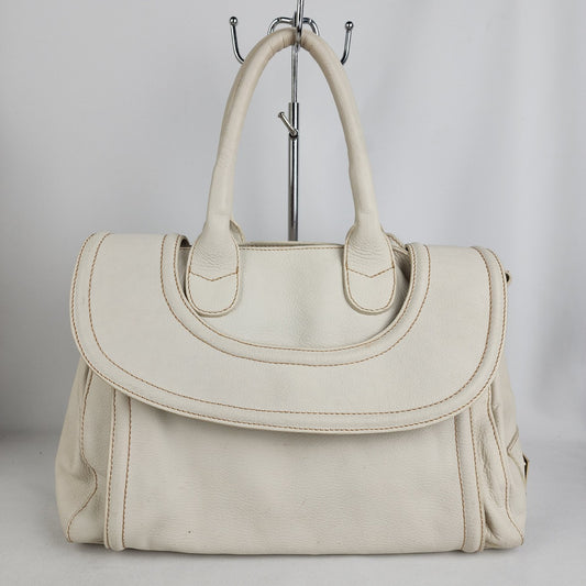 Botticelli Cream Leather Satchel Purse