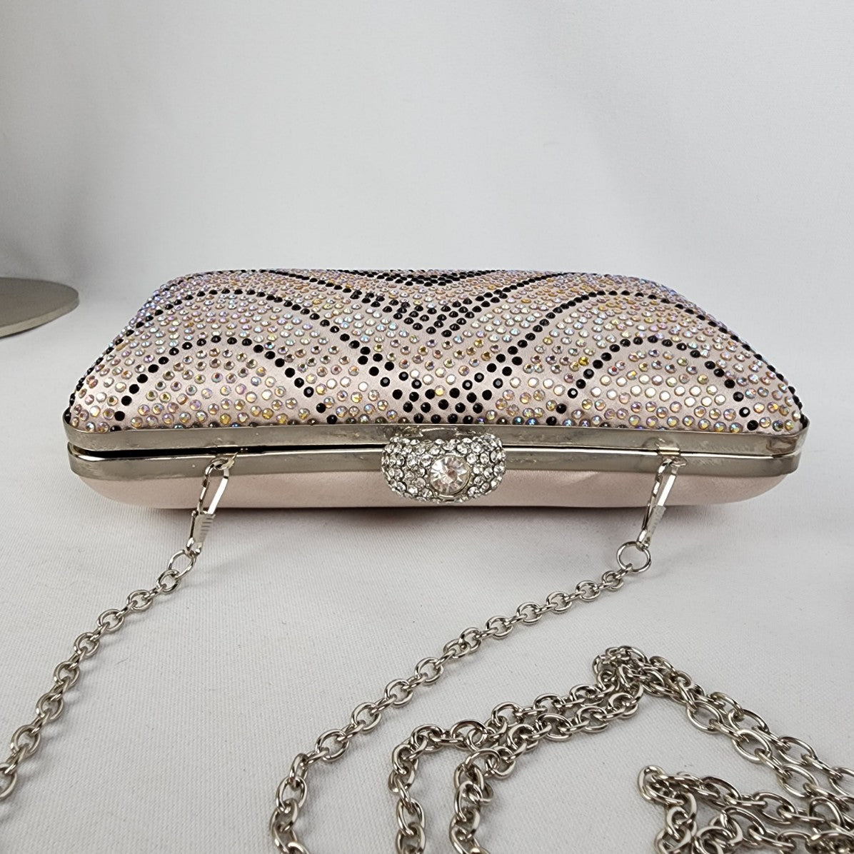 Lulu Townsend Champagne & Silver Studded Clutch Purse