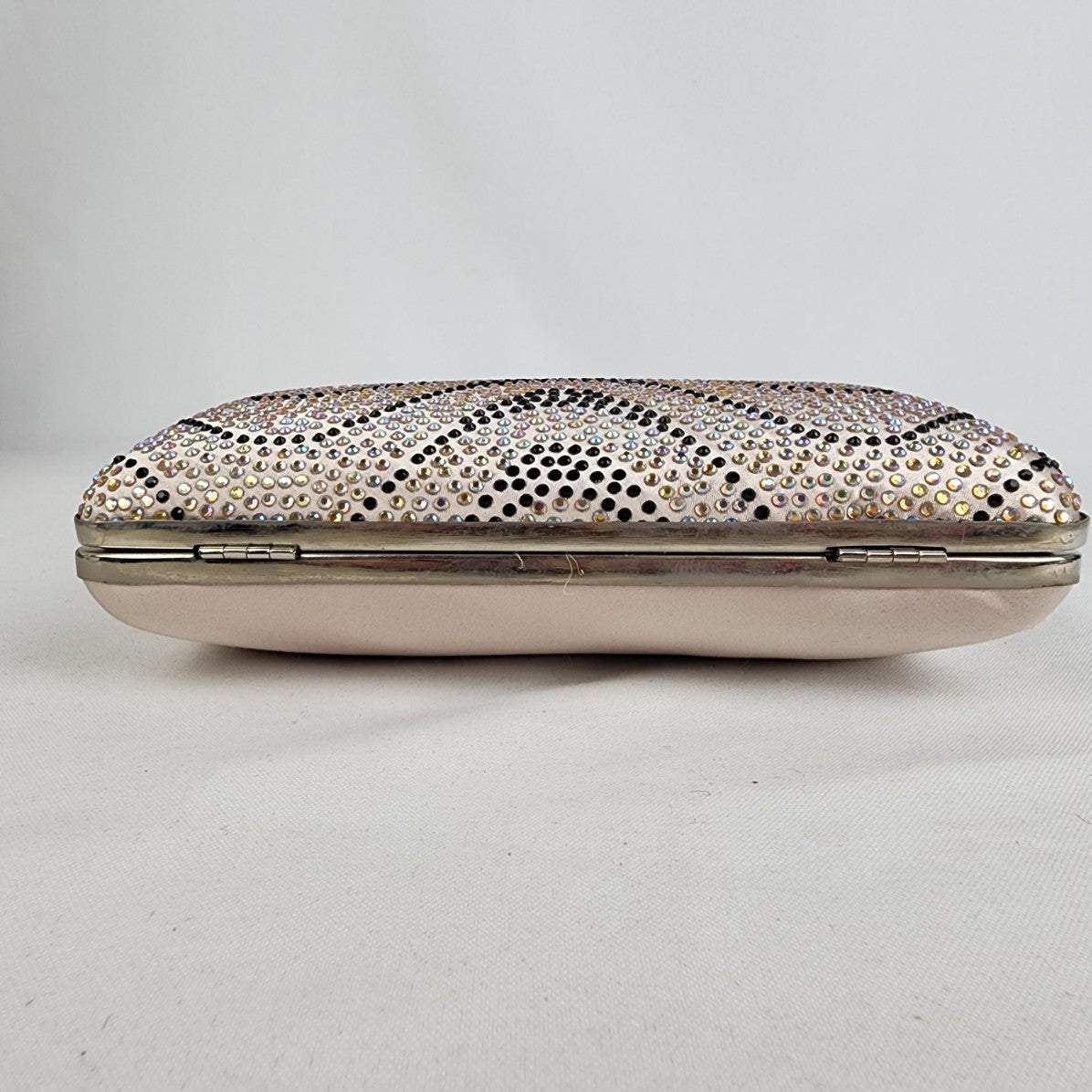 Lulu Townsend Champagne & Silver Studded Clutch Purse