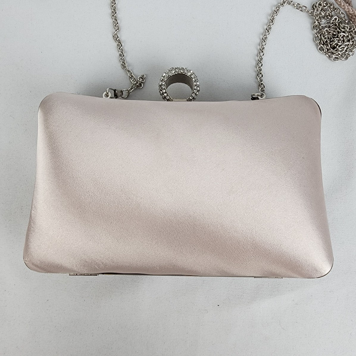 Lulu Townsend Champagne & Silver Studded Clutch Purse