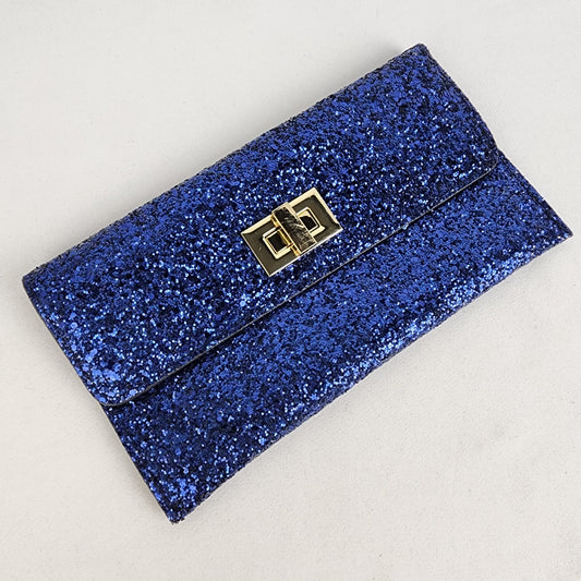 Este Lauder Blue Sparkle Envelope Clutch Purse