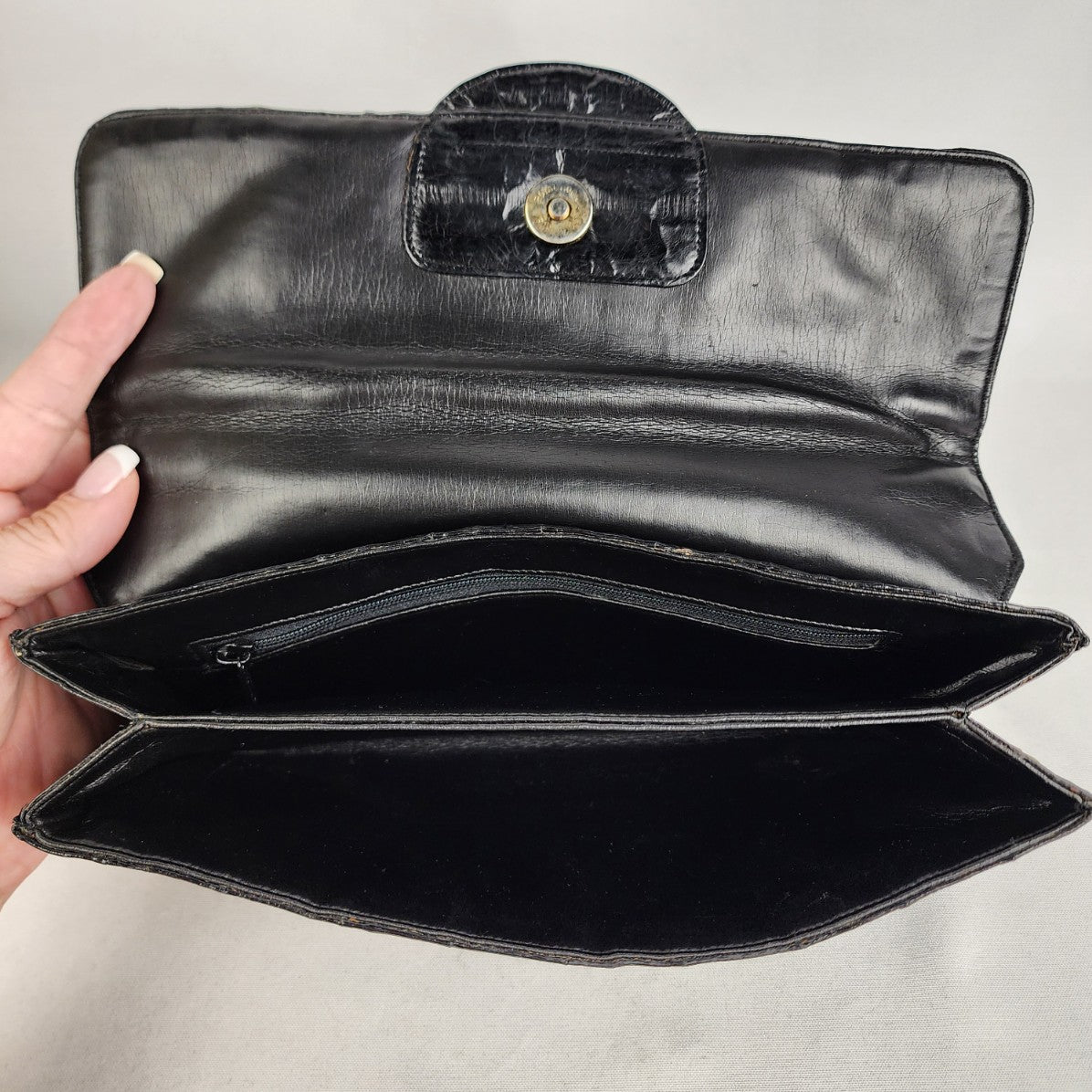 Vintage Black Eel Skin Clutch purse & Change Purse