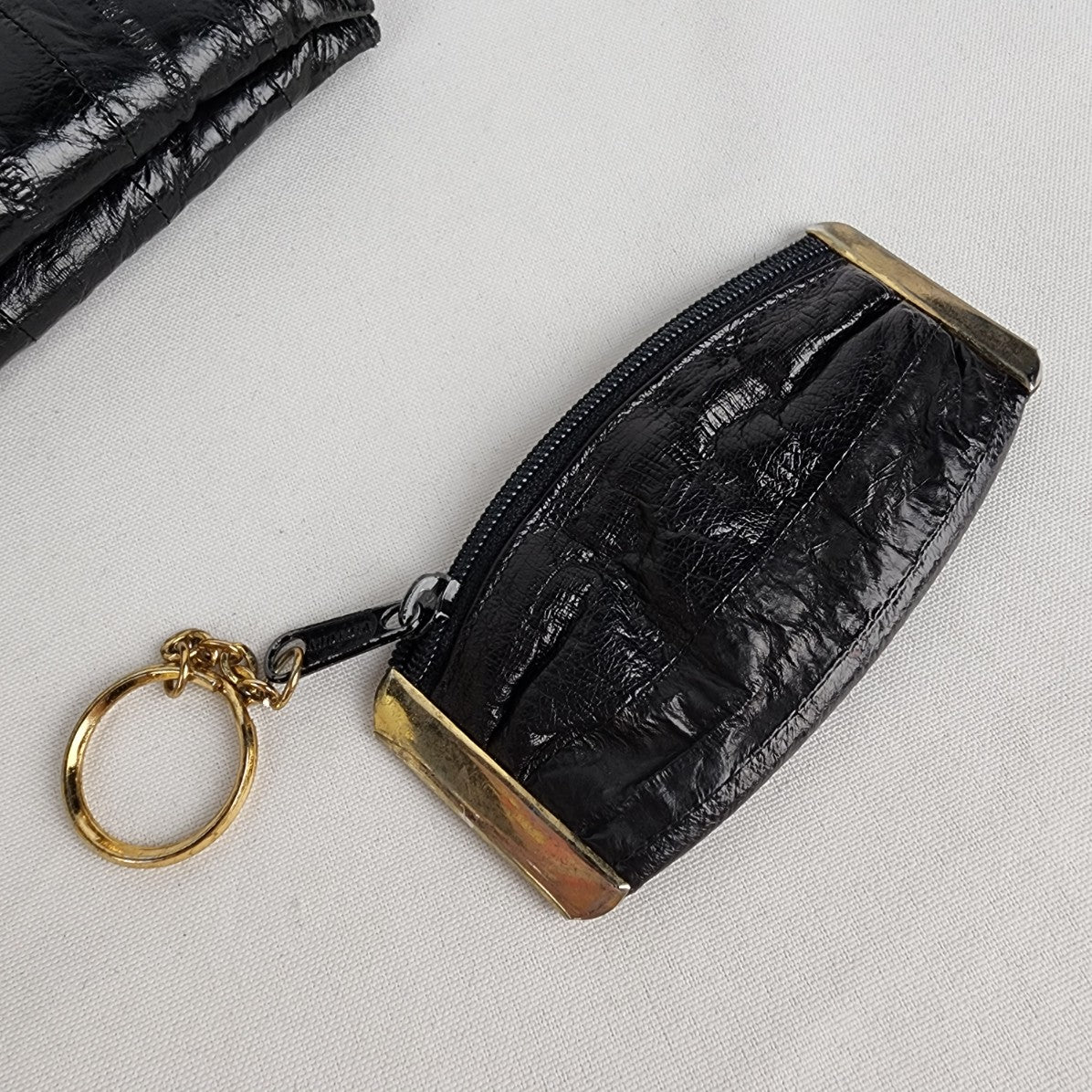 Vintage Black Eel Skin Clutch purse & Change Purse