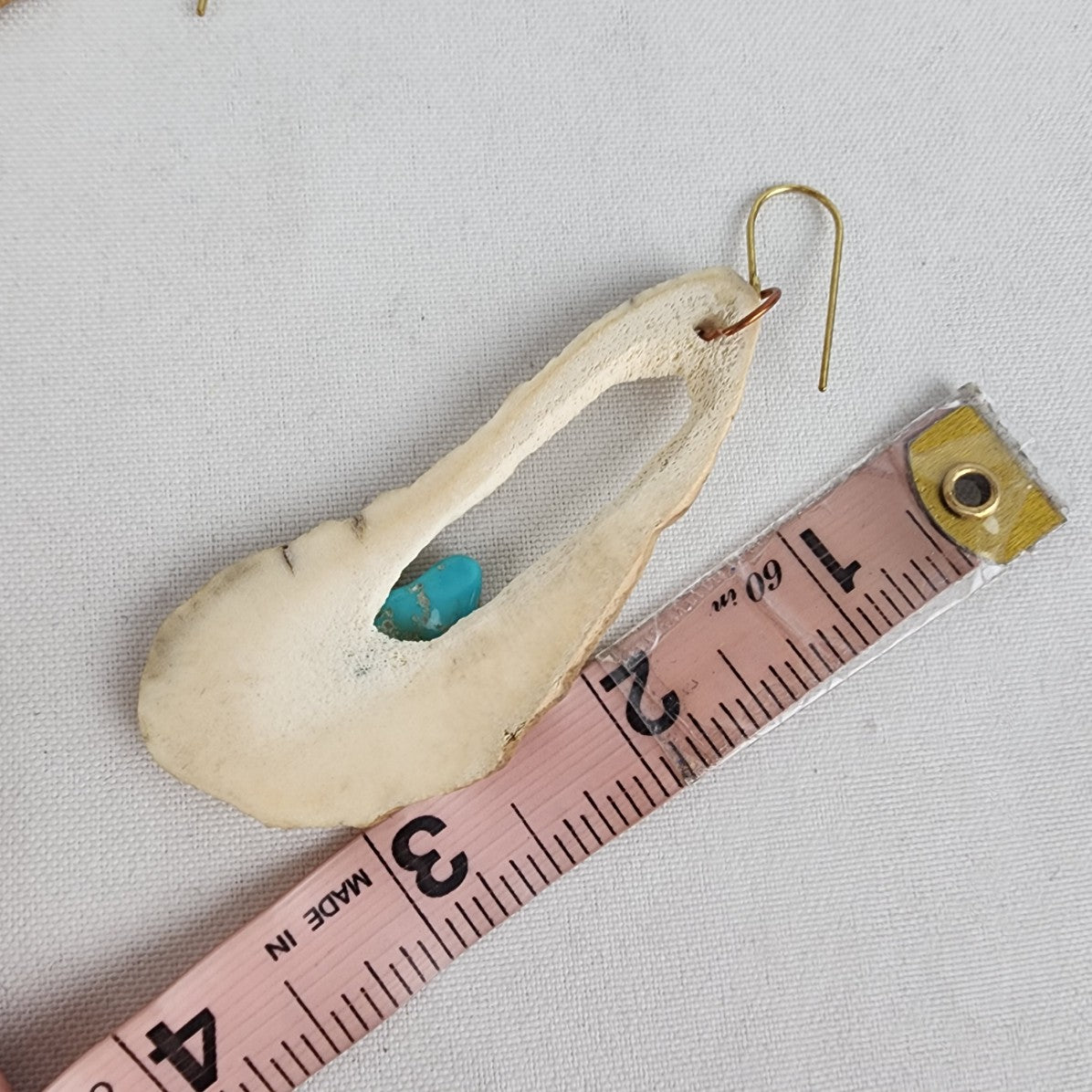 Turquoise Inlaid Caribou Antler Statement Drop Earrings