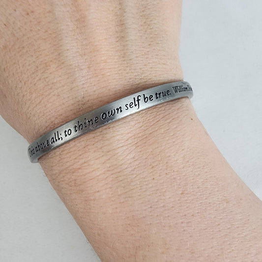 William Shakespeare Inspirational Quote Silver Bangle Bracelet