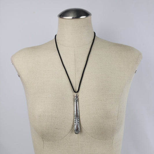 Vintage Silverware Pendant Chord Necklace