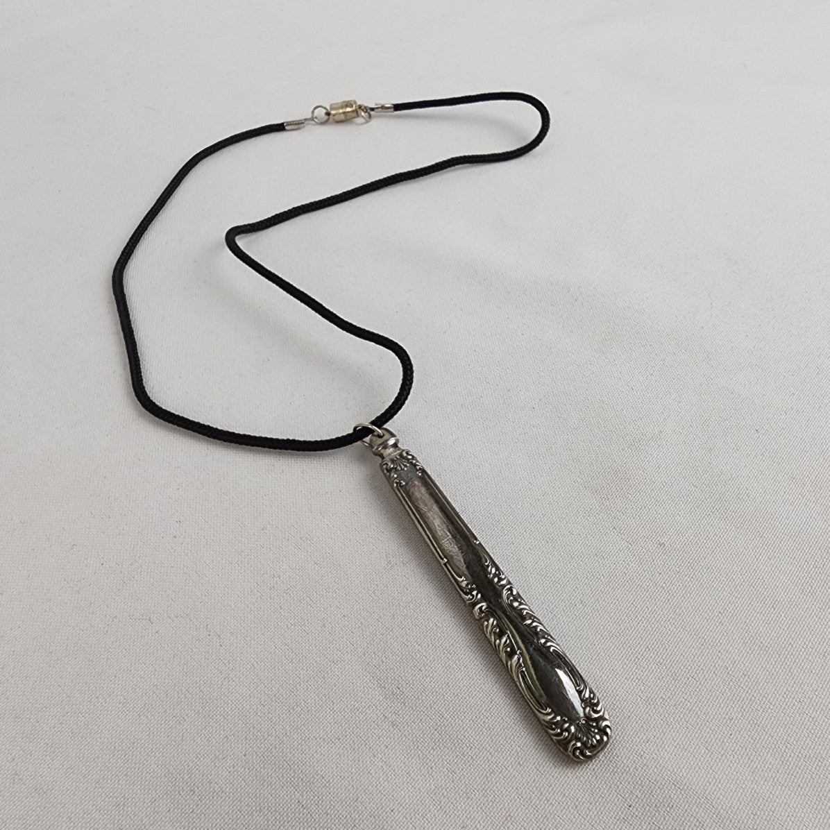 Vintage Silverware Pendant Chord Necklace