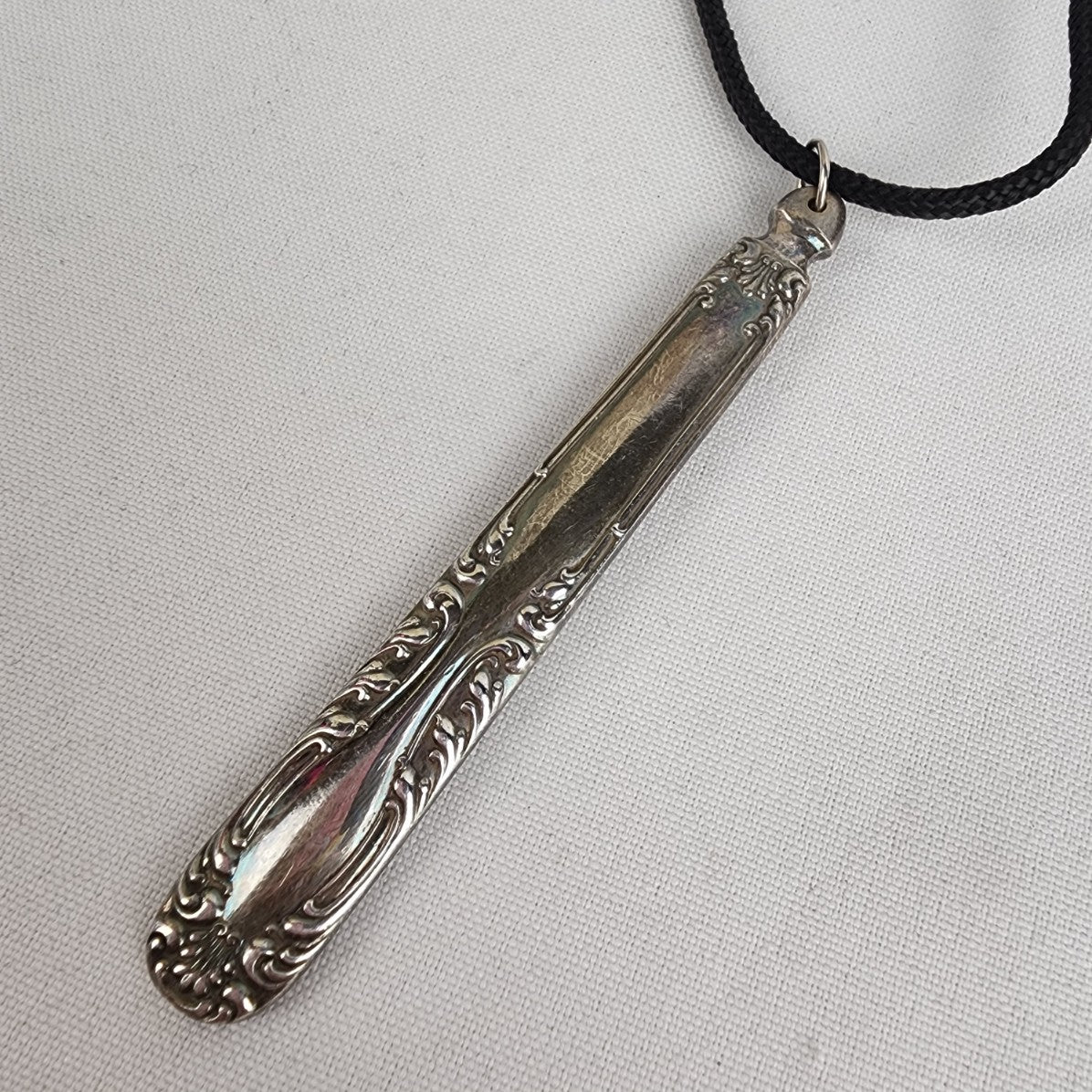 Vintage Silverware Pendant Chord Necklace