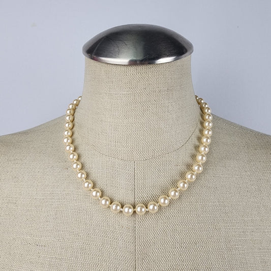 Vintage Glass Beaded Faux Pearl Necklace