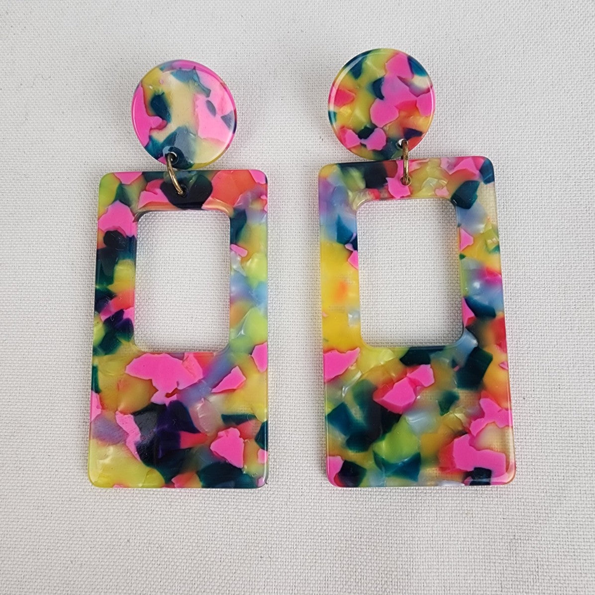 Pink Neon Colorful Acrylic Oversize Earrings