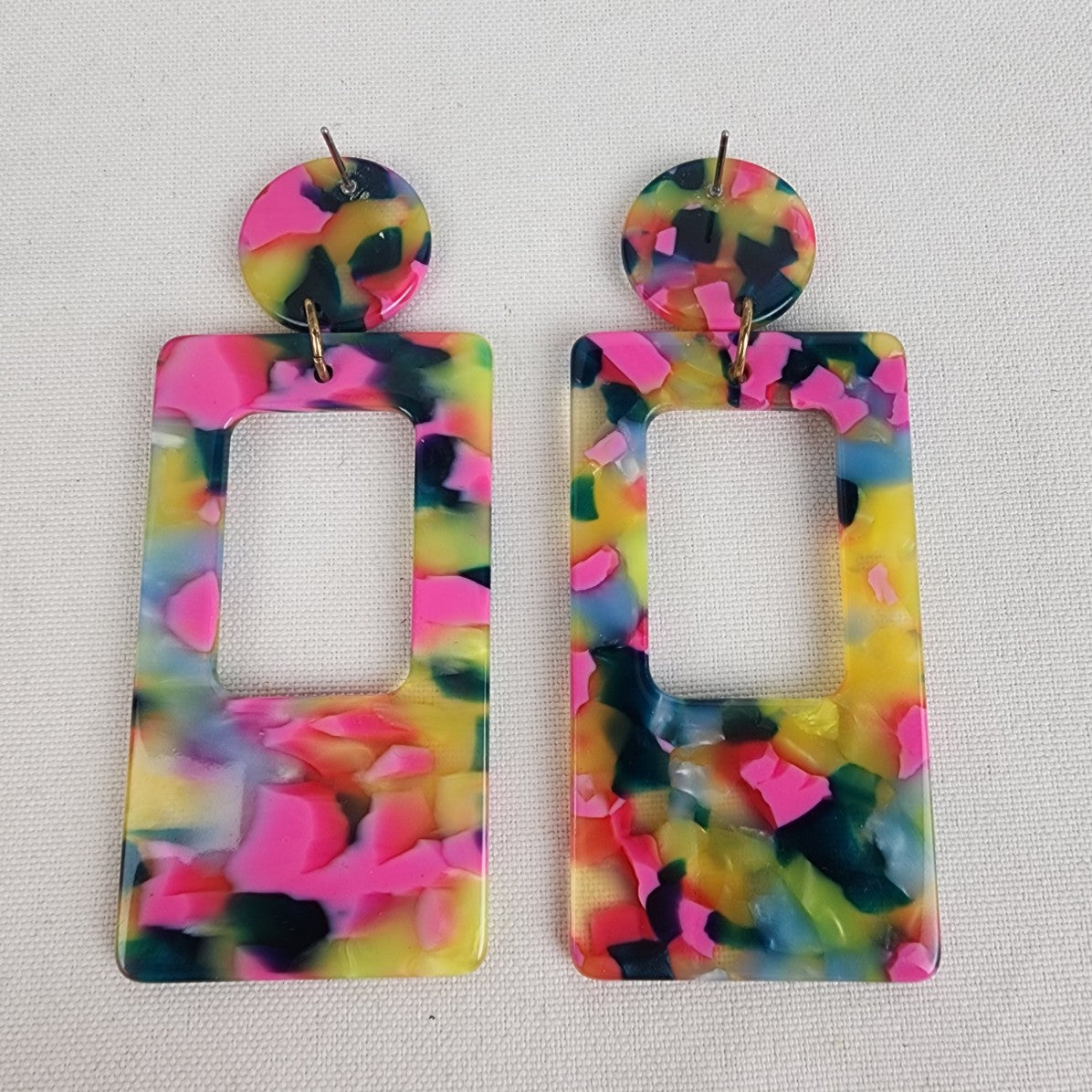 Pink Neon Colorful Acrylic Oversize Earrings